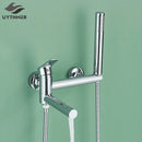 GobekUsa Brass Wall Mounted Bathtub Shower Mixer Tap Set for Bathroom