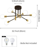 GobekUsa Industrial Sputnik Chandelier Semi Flush Ceiling Light for Kitchen Dining Bedroom