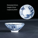 GobekUsa Blue & White Ceramic Kung Fu Tea Cup, Japanese Style Porcelain Sake Espresso Mug