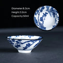 GobekUsa Blue & White Ceramic Kung Fu Tea Cup, Japanese Style Porcelain Sake Espresso Mug