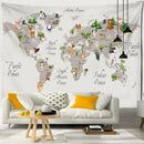 GobekUsa Cartoon Animals Map Tapestry Wall Hanging for Cute Children's Room Decor
