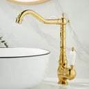 GobekUsa Gold Basin Faucet Single Handle Bathroom Sink Tap Hot Cold Mixer Tap