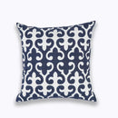 GobekUsa Blue Floral Mandala Leaves Wave Embroidered 45x45cm Cotton Pillow Cover