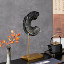GobekUsa Crescent Moon Resin Relief Ornament Gradient Jade Pendant