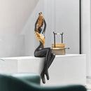 GobekUsa Large Nude Feathered Body Sculpture | Modern Abstract Sitting Figurine Statues