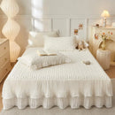 GobekUsa Lace Ruffles Cooling Bed Skirt Set with Pillowcases