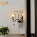 GobekUsa Iron Art Candle Wall Lamp LED E14 Black Retro Industrial Baroque.