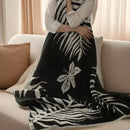 GobekUsa Knitted Sofa Cover Blanket: Black & White Thin Quilt for Office Nap & Air Conditioning