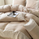 GobekUsa French Lace Cotton Bedding Set: Duvet, Sheet, Pillowcases, 4Pc