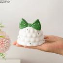 GobekUsa Bowknot Tree Candle Holder Xmas Ornaments Ceramic Table Decoration