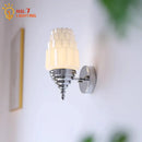 GobekUsa Cream Glass LED Wall Lamp Iron Art Chrome/Gold Living Room Bedroom Background