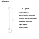 GobekUsa LED Marble Ceiling Pendant Lamp, Modern Interior Lighting for Living Room