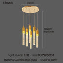 GobekUsa Gold Crystal LED Chandelier: Modern Dining Room Lamps, Hanging Kitchen Ceiling Light
