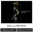 GobekUsa Diamond Crystal Chandelier Staircase LED Golden Chandeliers Lighting for Luxurious Home Décor