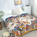 GobekUsa Cotton Summer Blanket & Pillow Set - Birds & Flowers Design