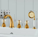 GobekUsa Gold Crystal Brass Bathtub Faucet Set with Hand shower Head