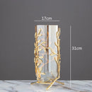 GobekUsa Gold Frame Glass Vase with Rattan Branches for Home Decor & Flower Arrangement