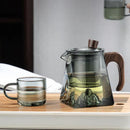 GobekUsa Glass Teapot with Wood Handle, Heat Resistant Kung Fu Tea Kettle, Transparent Teaware