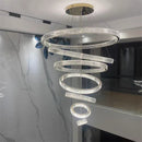 GobekUsa Crystal Chandelier: LED Dimmable Pendant Light for Stairs, LED Luminaria Fixture