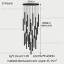 GobekUsa Cylindrical LED Staircase Chandelier Suspension Light - Modern Villa Water Pipe Fixture