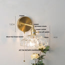 GobekUsa Clear Glass LED Wall Light with Pull Chain Switch
