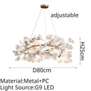 GobekUsa Leaf Branch Ceramic Chandelier | Modern Golden Lighting Fixture for Living Room