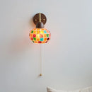 GobekUsa LED Tiffany Style Wall Lights Pull Chain Sconce Colorful Glass Stair Fixture