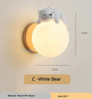 GobekUsa Blue Pink Bear Wall Lamp for Kids Bedroom, 3D Moon Lighting, G9 Bulb