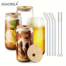 GobekUsa 17oz Glass Tumbler Cups with Glass Straw - Set of 1/2/4