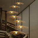 GobekUsa Bamboo Chandelier: Handwoven Rattan Pendant Light for Kitchen, Bar, & Restaurant - LED E27