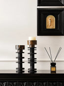 GobekUsa Black Marble Pillar Candlestick for Elegant Table Centerpieces