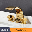 GobekUsa Gold Double Handle Basin Faucet - Three Hole Bathroom Sink Mixer