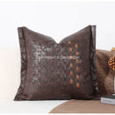 GobekUsa Brighton Cross Stitch Faux Leather Cushion Cover 45x45cm Brown