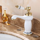 GobekUsa High Quality White Ceramic Basin Faucet with Golden Finish