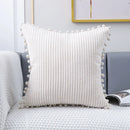 GobekUsa Corduroy Pompom Cushion Cover 45x45 for Sofa Living Room