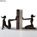 GobekUsa Girl Statue Bookends Decor Resin Decoration for Desk, Bookcase, Library