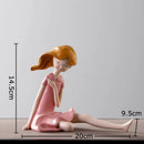 GobekUsa Cartoon Girl Resin Sculpture Desk Decoration Room Ornament Artifacts