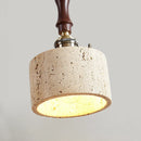 GobekUsa Copper Wood LED Wall Sconce Yellow Travertine Stone Bedside Light