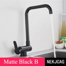 GobekUsa 360° Rotating Black Kitchen Faucet, Deck Mount Sink Mixer Tap, 304 Stainless Steel
