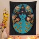 GobekUsa Blue Witches Botanical Tapestry Wall Hanging for Home Room Decor and Aesthetic Magic