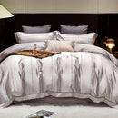 GobekUsa Gold Leaves Jacquard Cotton Bedding Set with Smooth Egyptian Cotton Duvet Cover