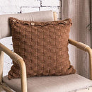 GobekUsa Knit Pillow Cover Nordic Style Button Open Grey Ivory Coffee