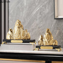 GobekUsa Ceramic Mountain Sculpture Decor - Golden/Silver Landscape Ornament