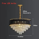 GobekUsa Crystal LED Pendant Light Chandelier: Modern Black Luxury Lighting for Home Decor