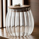 GobekUsa Glass Airtight Canister with Wooden Lid | Stylish Kitchen Storage Solution