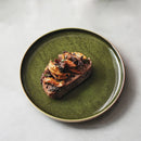 GobekUsa Green Ceramic Dinner Plate - Retro Shallow Pasta Plate, Salad Sushi Plate, Steak Plate - Set of 4