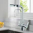 GobekUsa 3-Mode Waterfall Kitchen Faucet with 360° Rotation and Pull Out Spray
