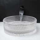 GobekUsa Diamond Glass Basin Set with Matte Black Faucet and Pop-up Drain Mixer Tap