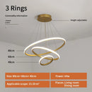 GobekUsa Gold Circle Rings Chandelier LED Pendant Light for Living Room, Kitchen, Dining Room