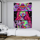 GobekUsa Green Star Girl Tapestry Wall Hanging Psychedelic Home Decor